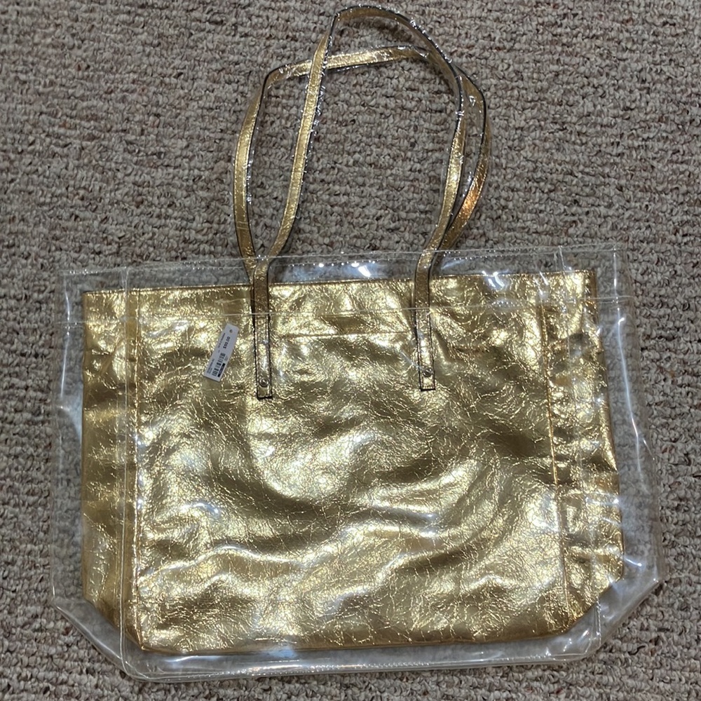 ALDO yellow and transparent textured shoulder bag